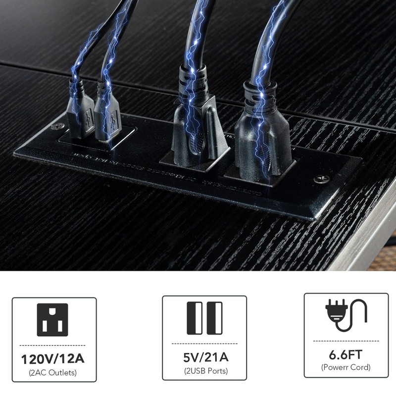 Clikuutory Modern Black 63 inch Metal TV Stand with LED