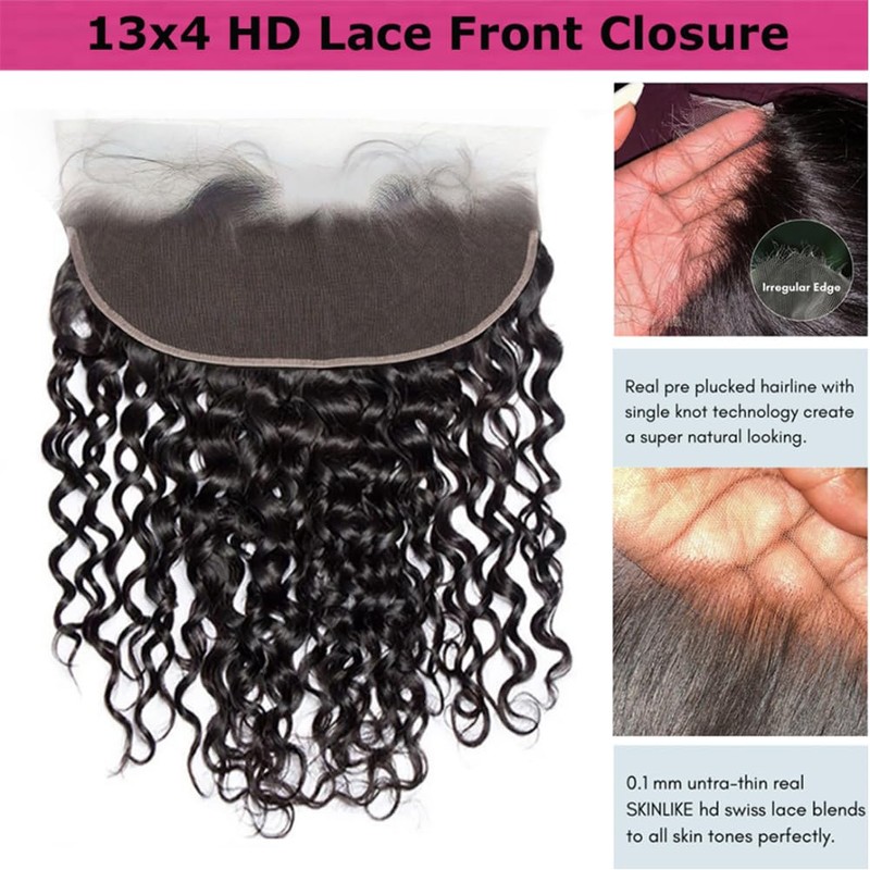 Nicewig Water Wave 13x4 HD Lace Front Closure Human Hair