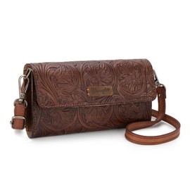 Wrangler Cross Body Purse For Women Leather Travel Purses Small Size Western Handbag Convertible WG112-005BR