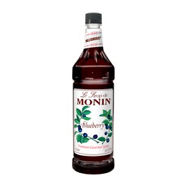 Monin - Blueberry Syrup, Mildly Sweet & Tart Blueberry Flavor, Great for Teas, Lemonades, Smoothies, & Cocktails, Gluten-Free, Non-GMO (1 Liter)