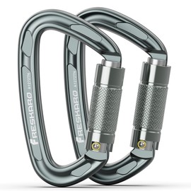 FresKaro 4inch Climbing Carabiner Clips, CE UIAA Certified 25kN Auto Locking Carabiners, 7075 Aircraft Aluminium Carabina, Lightweight Karabiner, Rust Free and Heavy Duty, D Shape, Large, Spacegray