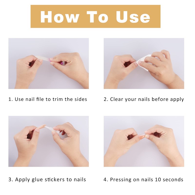 JUSTOTRY 24 Stück Weiß Nägel Zum Aufkleben Lang,Pink Sarg Press