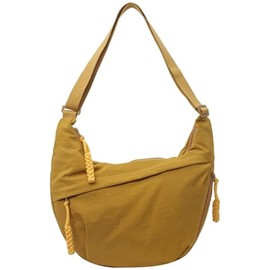 Fashion Plain Color Nylon Crossbody Bag For Women, Slouchy Dumpling and Multi-Pocket Sling Bag, New Crossbody Bag (Yellow)