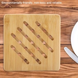 Practical Trivet Mat Hot Pad Pot Holders Heat Insulation Pads Square Grid Bamboo Placemat Heat Resistant Table Mats for Tabletops Counters Protection Home Decoration(#2)