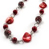 Avalaya Red Shell Composite & Imitation Pearl Bead Silver Tone