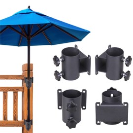 ShengBang Patio Umbrella Holder Heavy-Duty Adjustable Metal Sun Umbrella Clamp Stand Umbrella Clamp Mount Bracket for Deck Railing，Outdoor Courtyard,Balcony,Boats（Fit Max OD 2 inch）