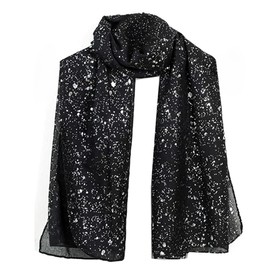 World of Shawls Evening Wrap Stole Shawl For Wedding, Bridesmaid, Parties, Prom Scarf (Silver Sparkle Black)