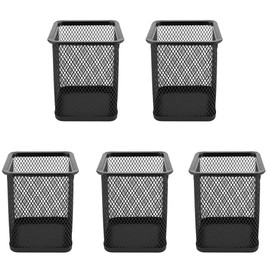 5 Pieces Office Storage Pen Holder, Pen Pencil Cup, Mesh Pencil Pot, Mesh Desk Office Organizer, Square Pen Holder, Used to Store Pencils, Pens, Eyebrow Pencils and Small Objects