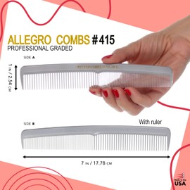 Allegro Combs #415 Combs for Women, 7 Inches Combs for Men, Parting Comb, Hair Comb, Comb for Men 3 Count (Gray)