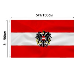 Austrian Flag with Eagle 90 x 150 cm - Austria Flag Polyester Bright Colours with Brass Eyelets Austrian Flag