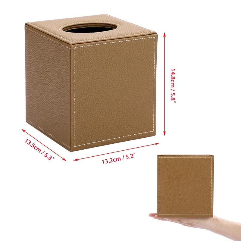 BTSKY PU Leather Squre Tissue Box Cover - Household/Office Cube