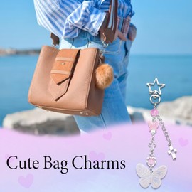 SUDIKUB y2k Keychain Cute Backpack Charms Novelty Aesthetic Keychain For Bag Keys Pants Jeans Purse Backpag Stylish Heart Butterfly Keyring Accessories Gifts For Women Girl Her