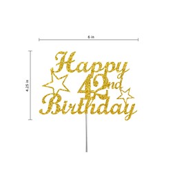 Decoración para tartas de cumpleaños con purpurina dorada, ideas de decoración de fiesta, calidad premium, resistente purpurina de doble cara, palo de acrílico. Fabricado en Estados Unidos (42)