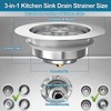 3-in-1 Kitchen Sink Drain Strainer & Stopper, Stainless Steel Food