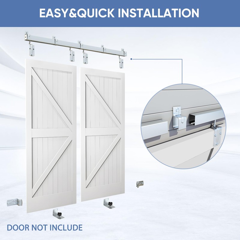 Exterior Barn Door Hardware Kit, BARNSMITH 10FT Sliding Barn Door