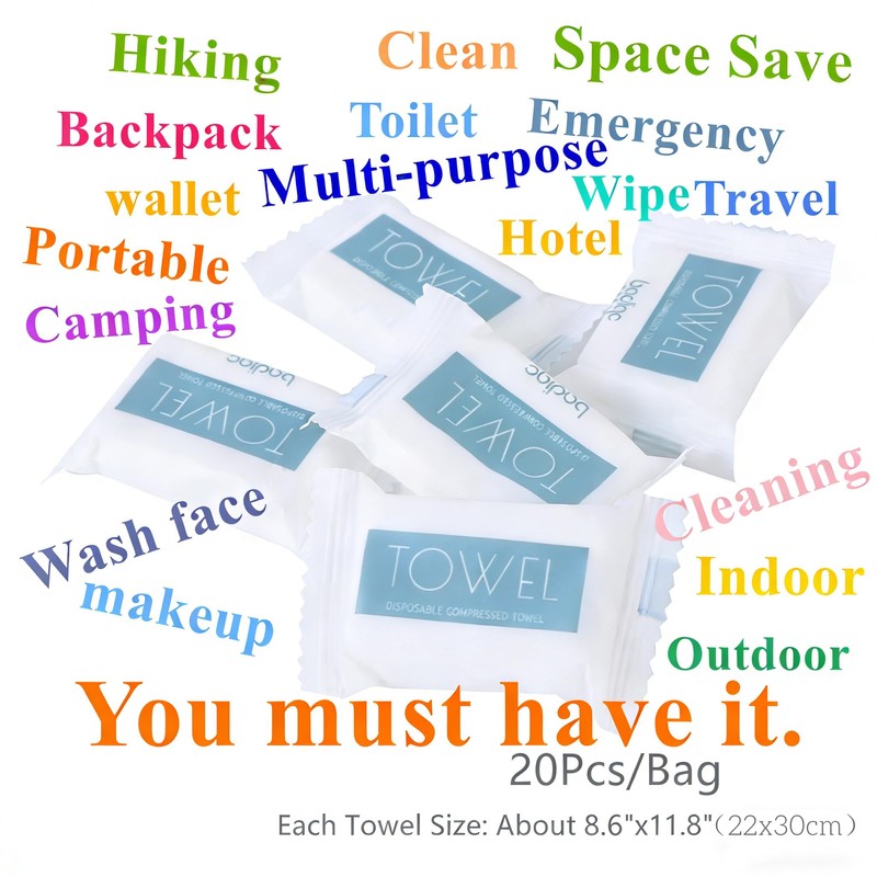 Badigo Compression Towels for Disaster Preparedness - 20 Pack 110