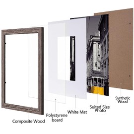eletecpro 8x10 Picture Frames Set of 10, Gallery Wall Frame Display 5x7 Photo with Mat or 8x10 without Mat, Picture Frame Collage Wall Decor for Wall Mounting, Weathered Grey