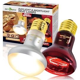 REPTIZOO 75W Reptile Heat Lamp Bulb, 2PCS Day & Night Basking Spot Light Combo Pack Includes Infrared Heat Lamp and UVA Daylight Heating Lamp Basking Light