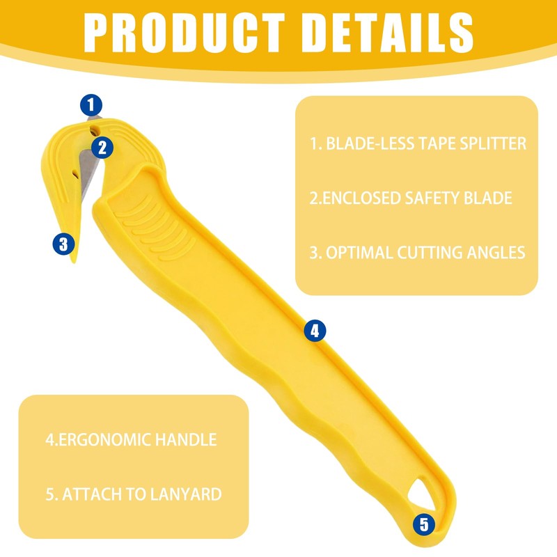 Hocklliy 5pcs Box Cutter,Box Opener,Safe Cutting Experience,Ergonomic Handle,More Convenient to