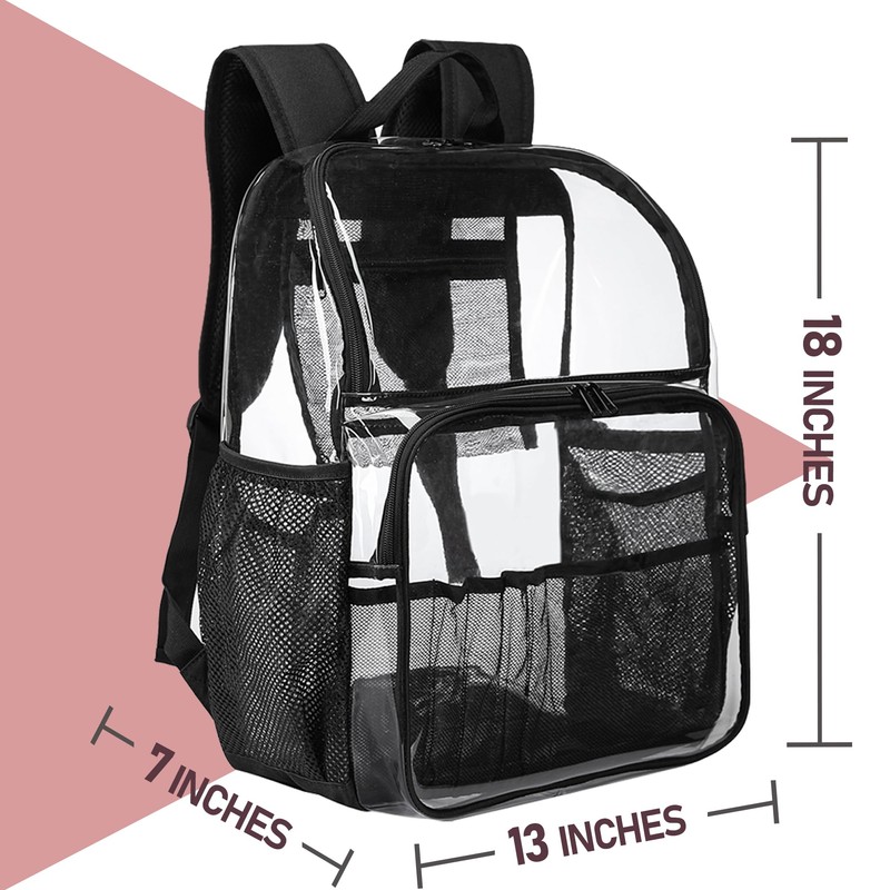 GiMiUiTo Clear Backpack,See Through Backpack School Approved Heavy Duty Clear