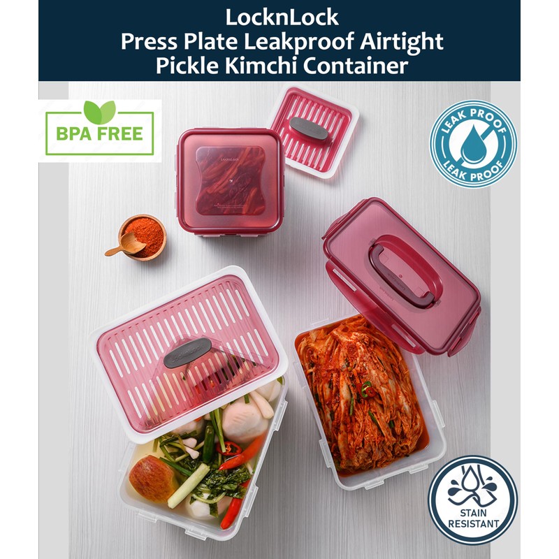 Lock & Lock BPA Free Rectangular Pickle Kimchi Press Ferment