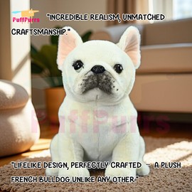 PuffPurrs Lifelike French Bulldog Plush Toy, Realistic French Bulldog Teddy Stuffed Animal, Cute Pet Lover Toy Gift, 9Inch
