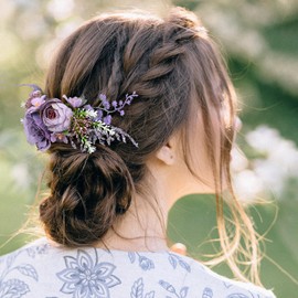PartyforU Purple Flower Hair Comb for Women, Handmade Wedding Floral Combs Bridal Comb for Hair for Bride Bridesmaid Prom Bridal Shower Maternity Shoot