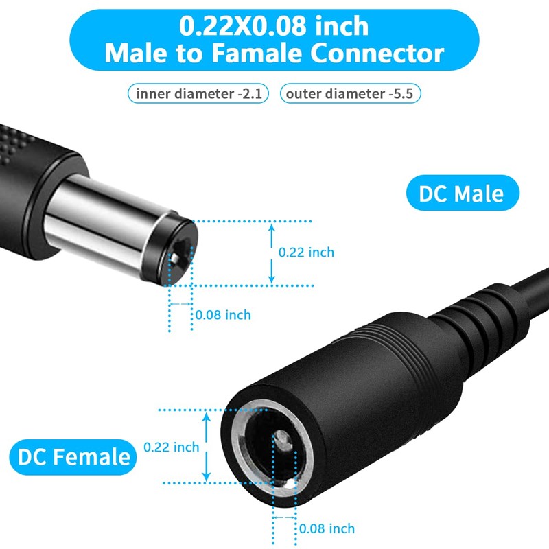 Power Extension Cable 33ft DC 12V Plug Power Adapter Extension