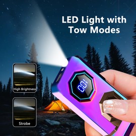 BABOBIU High-Power Arc Lighter - Unique Multi-Color Design, LED Emergency Lighting, USB Rechargeable with Battery Level Display, Zinc Alloy Body for Indoor, Outdoor, Gifts (Color)