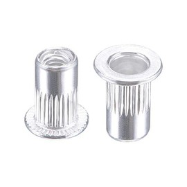 sourcing map M3 Rivet Nuts Aluminium Alloy Knurled Flat Head Threaded Insert Nut Silver 25pcs