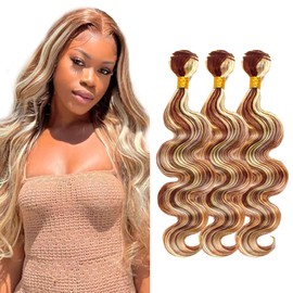 P30613 Highlight Blonde Bundles Human Hair Brown Body Wave 3 Bundles 26 28 30 inch Brazilian Remy Hair 613 Blonde Bundle for Women