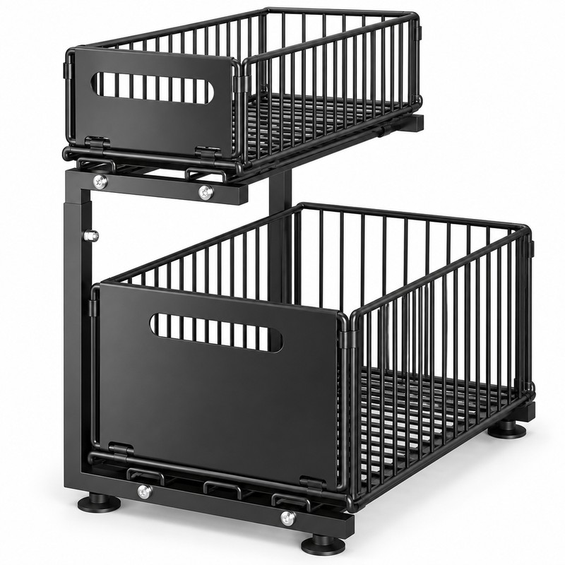 2-Tier Under Sink Organizer for Kitchen & Bathroom – Adjustable
