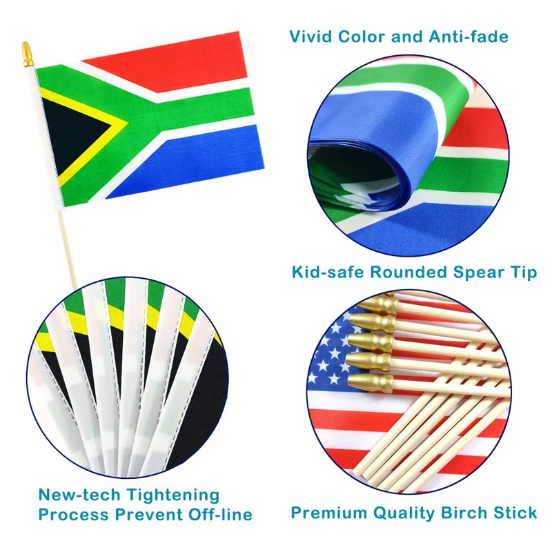 QQSD South Africa Small Flag South African Stick Mini Hand