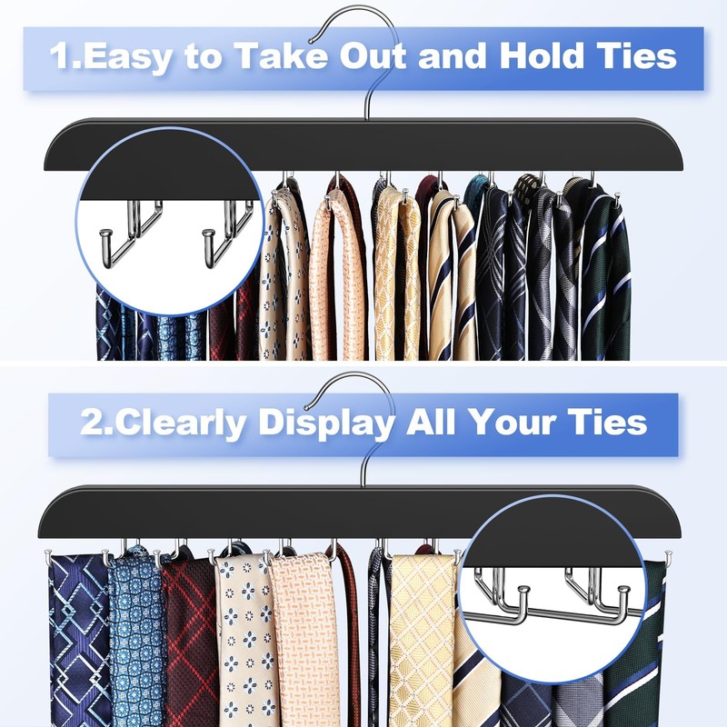 RESOVO Upgraded Tie Rack Hanger with 20 Foldable Metal Hooks,