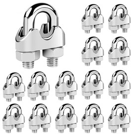 SUNSK Wire Rope Clamp Clamp 4 mm Stainless Steel M4 Wire Rope Clamp Rope Clamp Galvanised Wire Rope Clamp Pack of 15