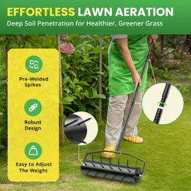 Lxuziud Manual Roller Lawn Aerator,Heavy-Duty Hand Lawn Aerator with Pre-Attached Spike for Yard and Garden,Easy-to-Assemble Lawn Aerator Tool for Compact Soil,Lawn Aerator for Lawn Care (Black)