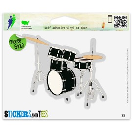 Bass Drum Set Musical Instrument Band Vinyl Car Bumper Window Sticker 3" x 2"