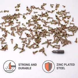 (Pack of 500 pcs) Yellow Zinc Plated Steel 3.0 x 13 mm Wood Screws, Chipboard Screws, Universal Pozi-Drive Screw, Countersunk Head (500, 3.0 x 13 mm)