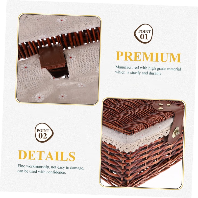 MAGICLULU Lidded Woven Storage Basket with Liner Deep for Organizing