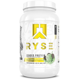 RYSE Loaded Protein Powder - Mint Chip Ice Cream - 25g Whey Protein Isolate & Concentrate with Prebiotic Fiber & MCTs - Low Carb, Low Sugar, Digestive-Friendly - 27 Servings / 2 lb Tub