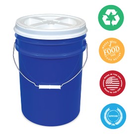 ePackageSupply, 5 Gallon Bucket with Gamma Seal Screw on Airtight Lid, Food Grade Storage, Premium HPDE Plastic, BPA Free, Durable 90 Mil All Purpose Pail, Made in USA (3 Count), Blue