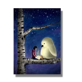 The Lost Wonders Greeting Card/Book Fantasy Card, Cute Friendship Reading Book by Moonlight, for Children, Teens, Adults/Cute Card for Book Lovers
