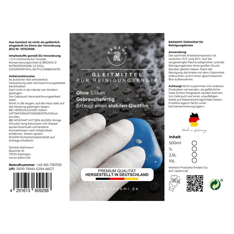 Special lubricant supplement for gentle paint cleaning for cleaning clay