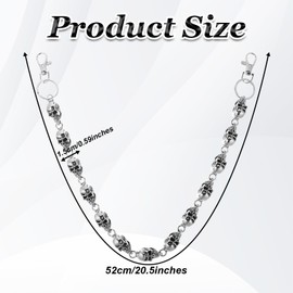 Ptwola Skull Pants Chain for Men Cool Wallet Keychain Punk Jean Belt Chain Anti-Theft Pocket Biker Chains Heavy Goth Accessories for Unisex Gifts