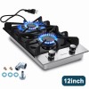 Eascookchef Gas Cooktop 12" Black Tempered Glass 2 Burners Built-in