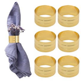 Coufce 6 Pack Gold Napkin Rings, Metal Napkin Rings Elegant Table Decorations for Wedding, Dinner