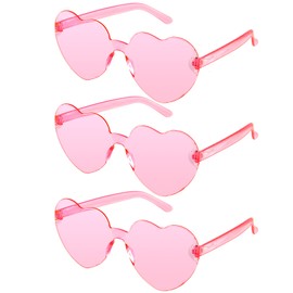 AFNWQI Heart Sunglasses, Heart Shaped Sunglasses, 3-Pack, Pink Heart Sunglasses, Heart Glasses, Pink Sunglasses for Women, Party Pink Heart Glasses