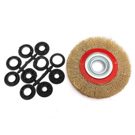Powerful Tools Wire Wheel 1PCS Wire Brush Wheel Crimped Steel Flat Round Wire Wheel with Reducers Adaptor Rings for Cleaning Bench Grinder (5"/6''/8'')