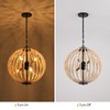 3WWWUEE 18'' Boho Wood Beaded Chandelier - Black Sphere 6-Light