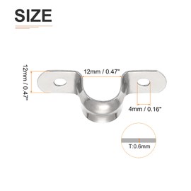 DTGN 12mm(W) Two Hole Strap - 16Pack - Good for Industrial 12mm Dia Pipe Fixing - 201 Stainless Steel Rigid Pipe Strap Clamp - Silver Tone
